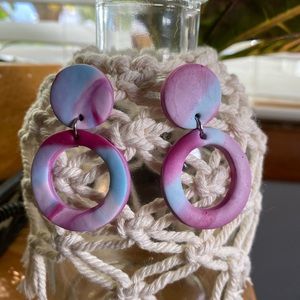 Circle clay earrings